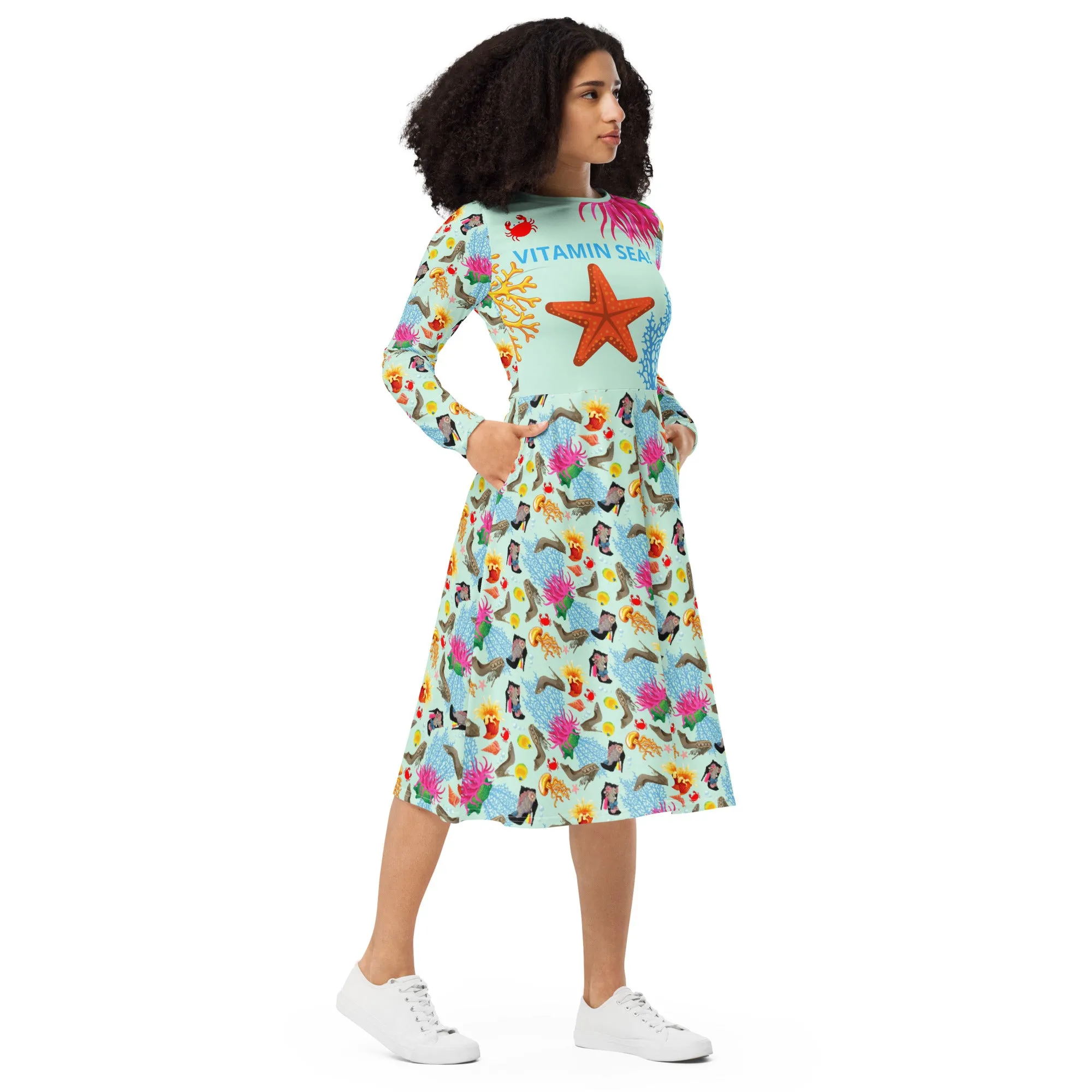 Long sleeve midi dress 'Vitamin sea'