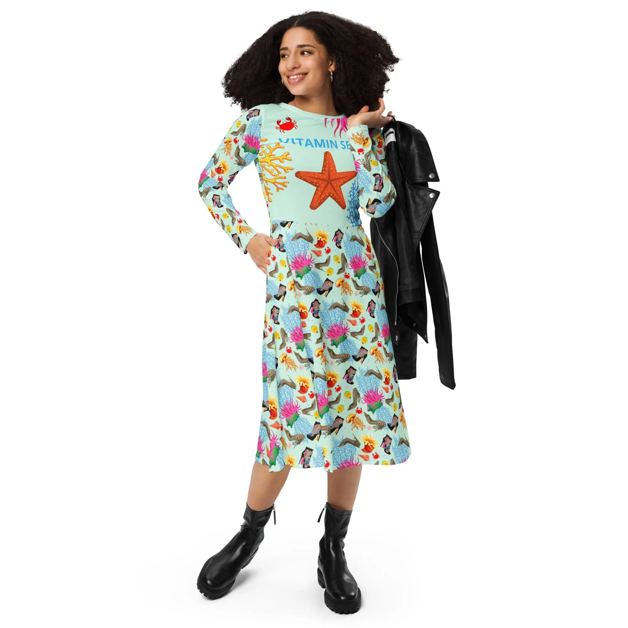 Long sleeve midi dress 'Vitamin sea'