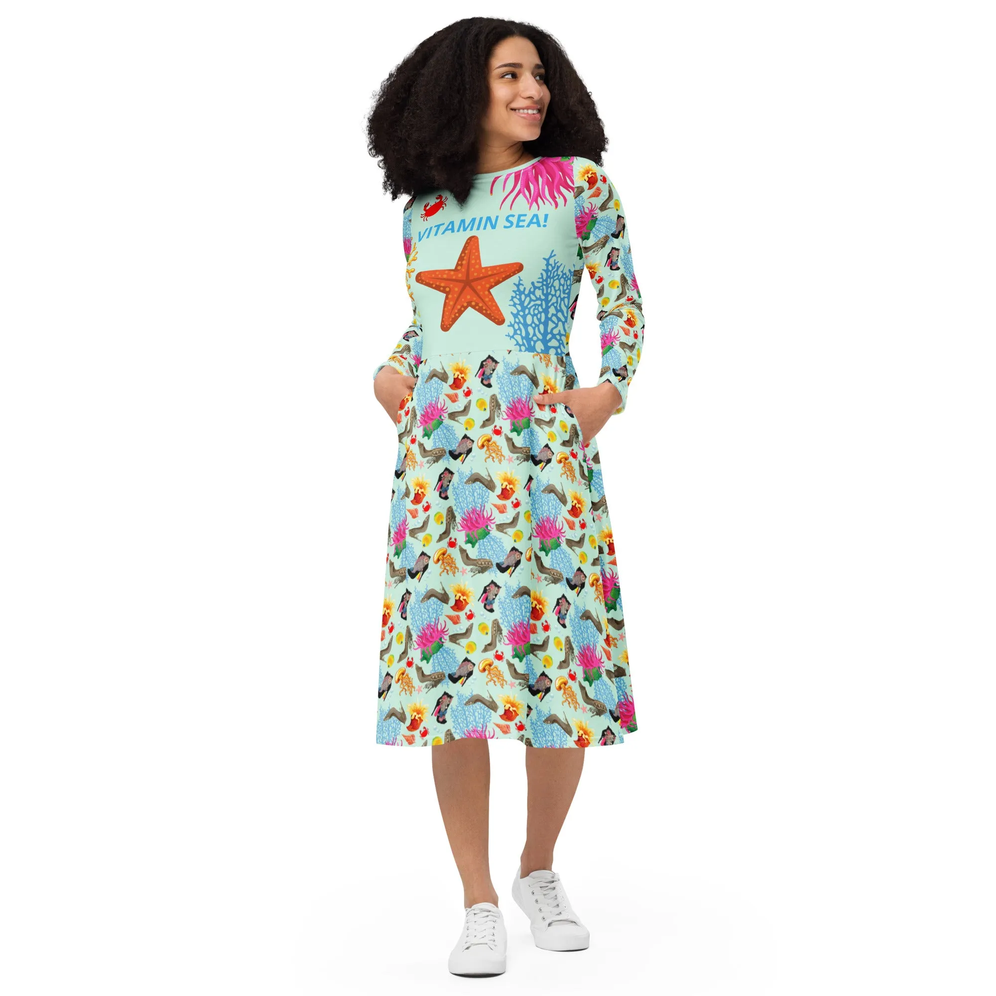 Long sleeve midi dress 'Vitamin sea'