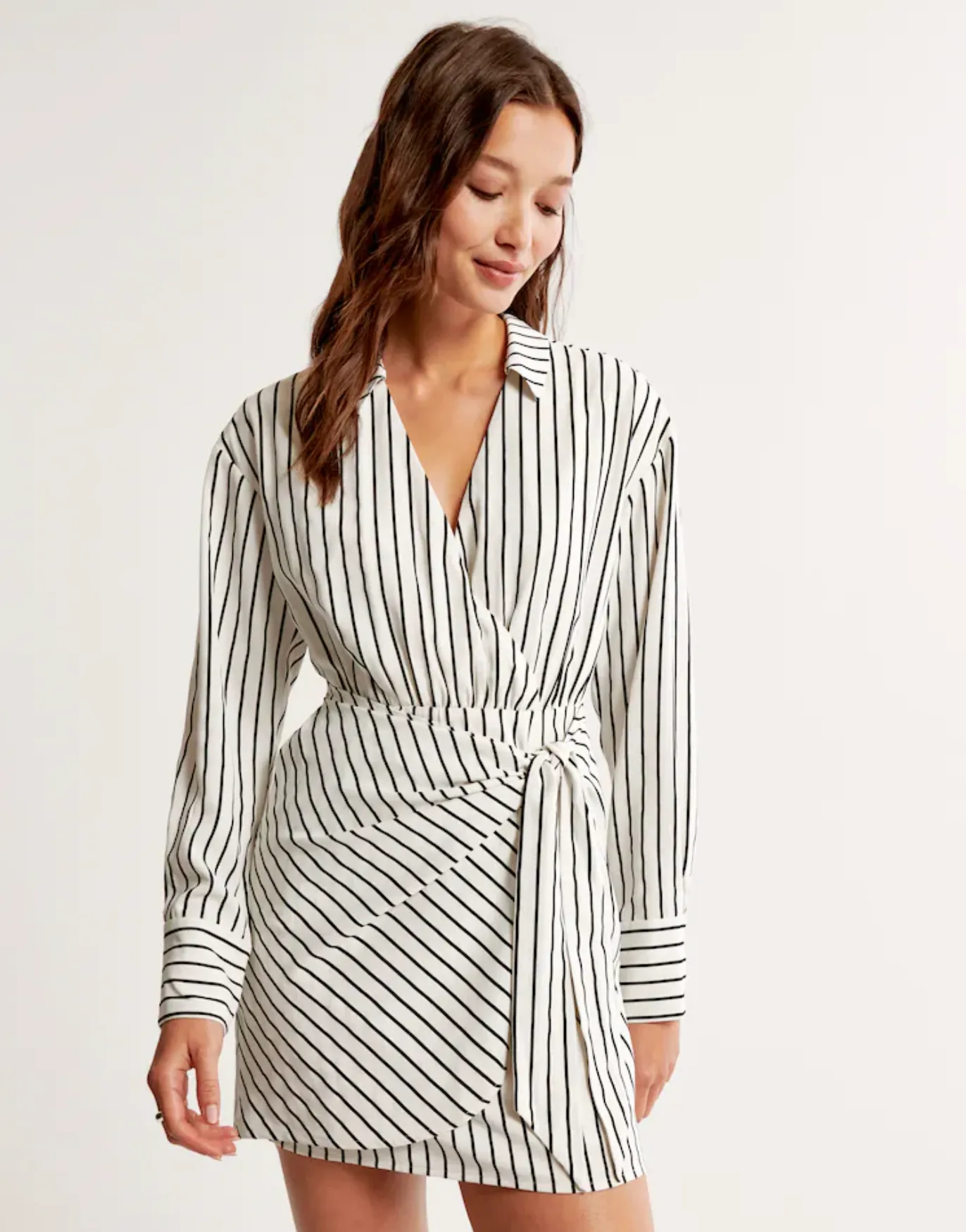 Long-Sleeve Wrap Shirt Dress
