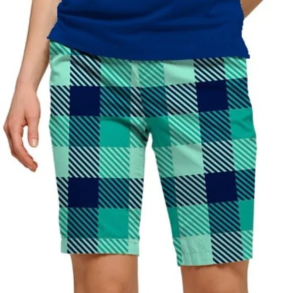 Loudmouth Ladies Bermuda Golf Shorts Size 2. Blue Plaid