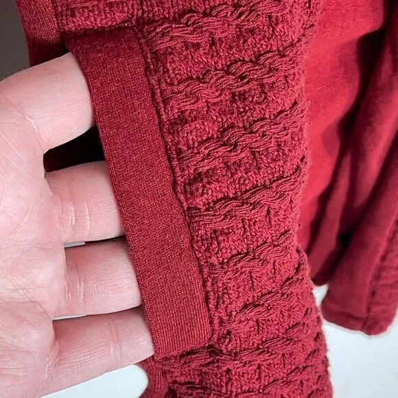 LUCKY BRAND Women’s Crimson Red Mixed Sweater Knit Open Cardigan small