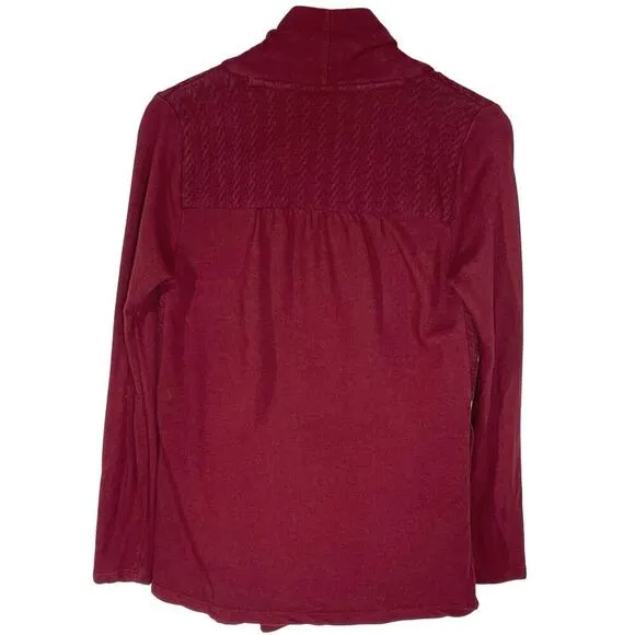 LUCKY BRAND Women’s Crimson Red Mixed Sweater Knit Open Cardigan small