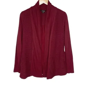 LUCKY BRAND Women’s Crimson Red Mixed Sweater Knit Open Cardigan small