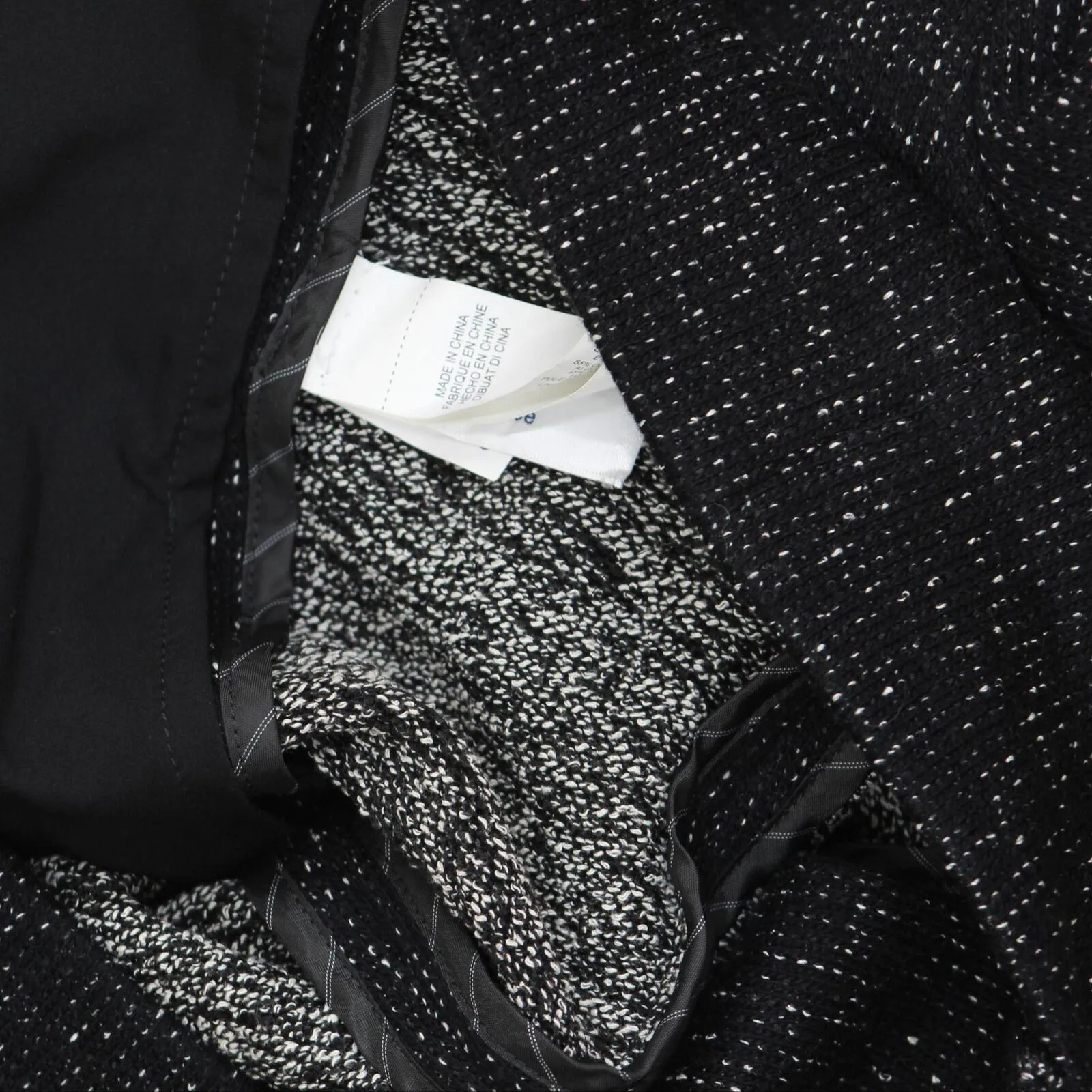 Lucky Brand Womens Textured 1 Button Knit Sweater Blazer Jacket Black / White M