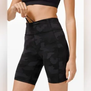 Lululemon Invigorate High Rise 8” Shorts Camo Print With Pockets Size 4