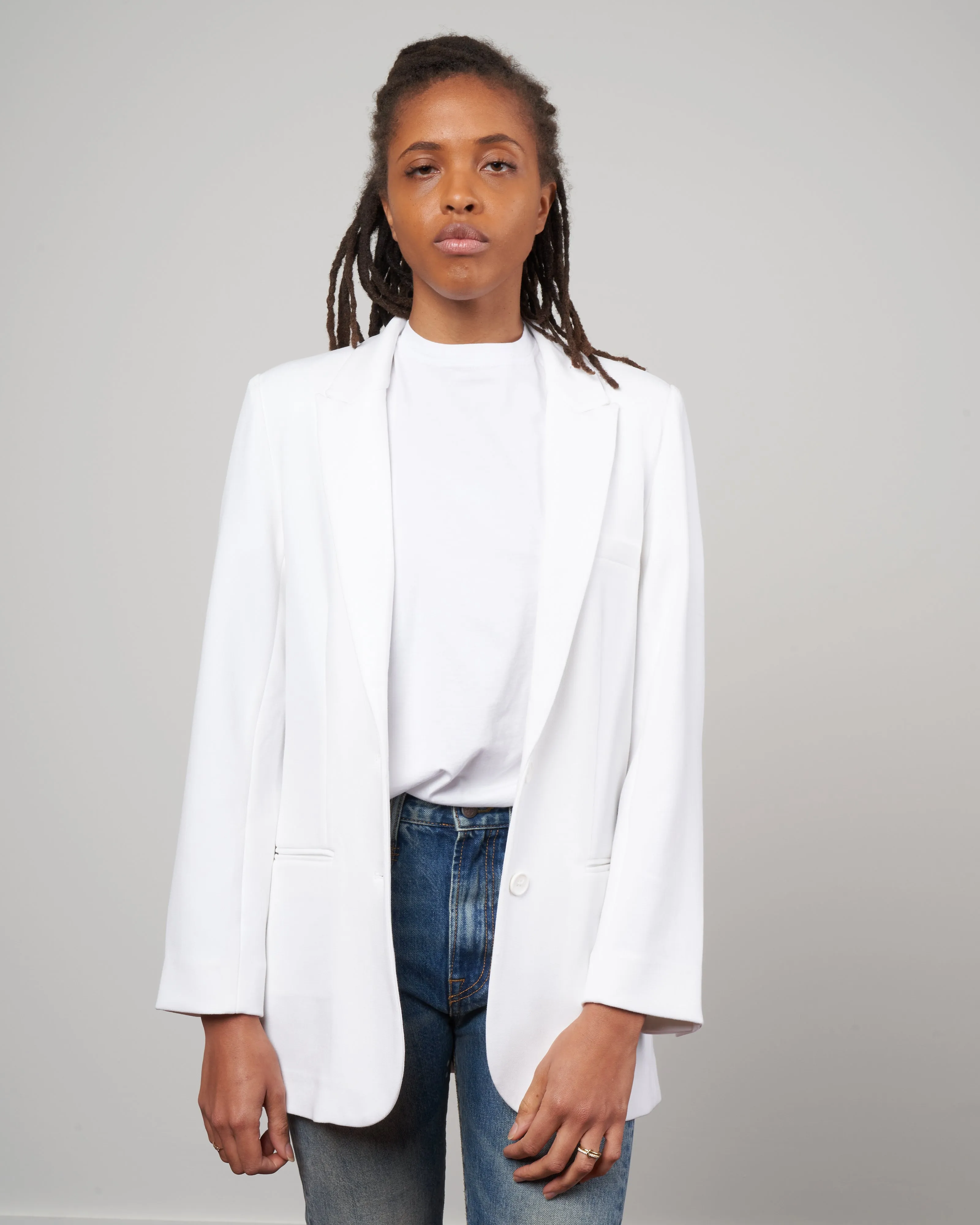 mackie loose blazer - white