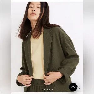 Madewell Blazer Jacquard Shaw Diamond Jacket in Dark Forest Green