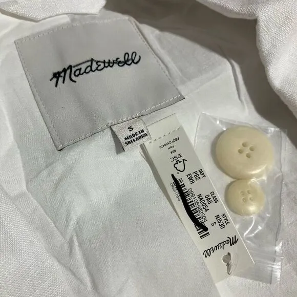 Madewell Blazer WMNS S White Linen The Larsen NJ530 Classic Single Button Long