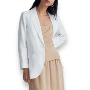 Madewell Blazer WMNS S White Linen The Larsen NJ530 Classic Single Button Long