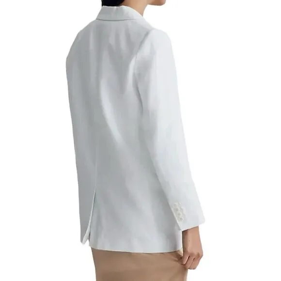 Madewell Blazer WMNS S White Linen The Larsen NJ530 Classic Single Button Long
