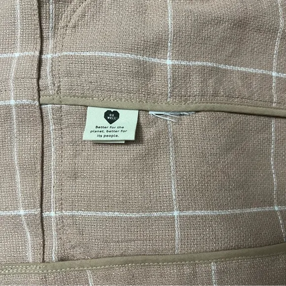 Madewell Breezewoven Larsen Blazer in Windowpane Sandstone Linen Size Small