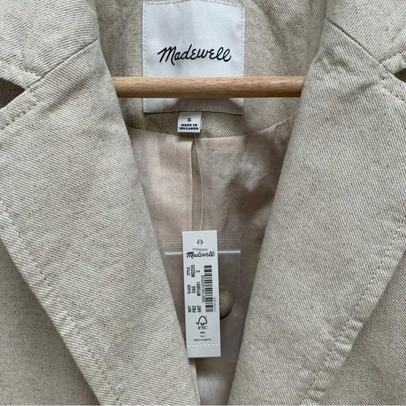 Madewell Cotton-Linen Beige Summer Blazer Jacket S
