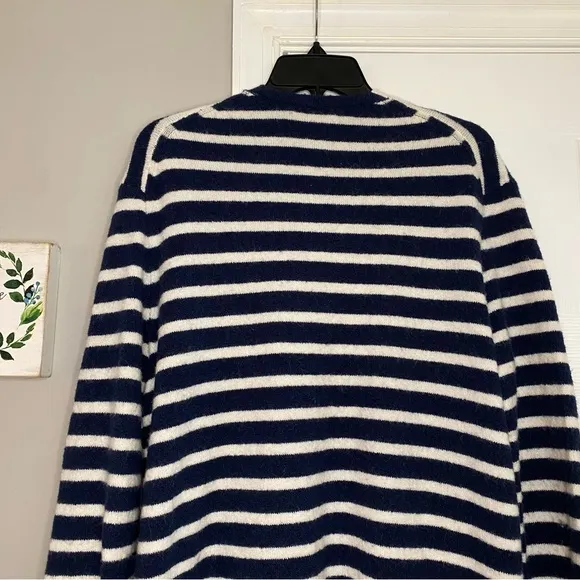 Madewell Cozy Short Walker Striped Cardigan Sweater Blue White Small Wool Alpaca