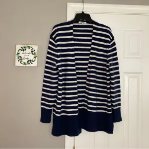 Madewell Cozy Short Walker Striped Cardigan Sweater Blue White Small Wool Alpaca