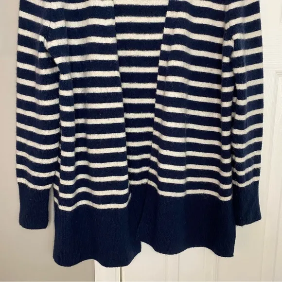 Madewell Cozy Short Walker Striped Cardigan Sweater Blue White Small Wool Alpaca