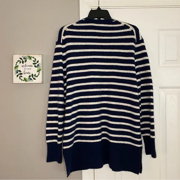 Madewell Cozy Short Walker Striped Cardigan Sweater Blue White Small Wool Alpaca