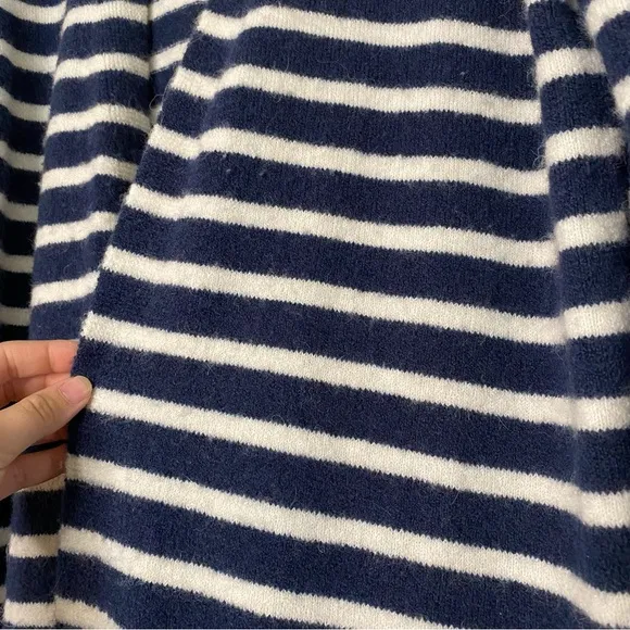 Madewell Cozy Short Walker Striped Cardigan Sweater Blue White Small Wool Alpaca