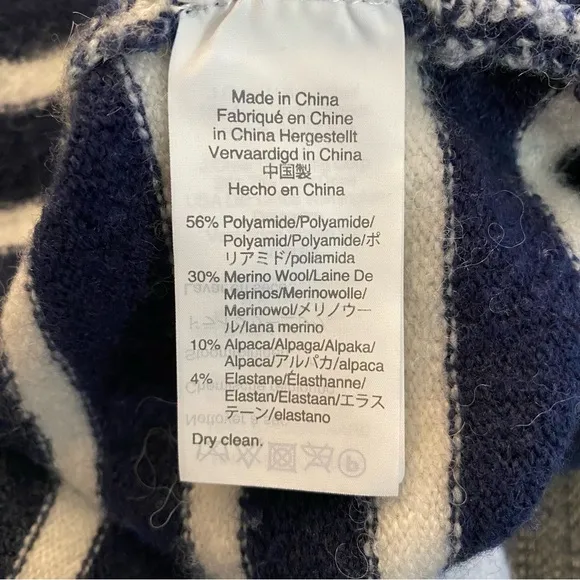 Madewell Cozy Short Walker Striped Cardigan Sweater Blue White Small Wool Alpaca