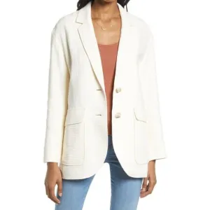 Madewell Larsen Linen Blend Relaxed Blazer in Ivory Size S