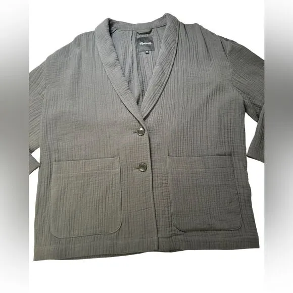 Madewell Lightspun Dorset Blazer Cotton Pockets Button Gray XXL