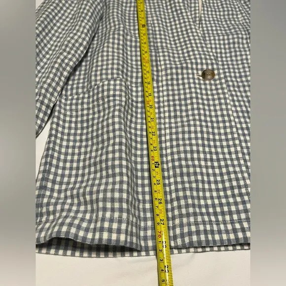 Madewell Linen Collarless Blazer in Gingham Check