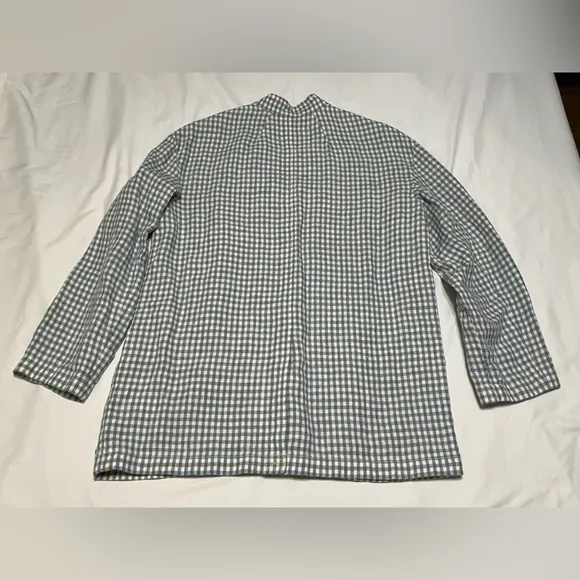 Madewell Linen Collarless Blazer in Gingham Check