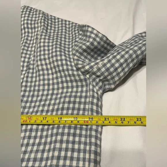 Madewell Linen Collarless Blazer in Gingham Check