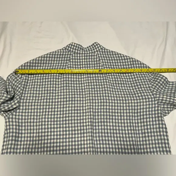 Madewell Linen Collarless Blazer in Gingham Check