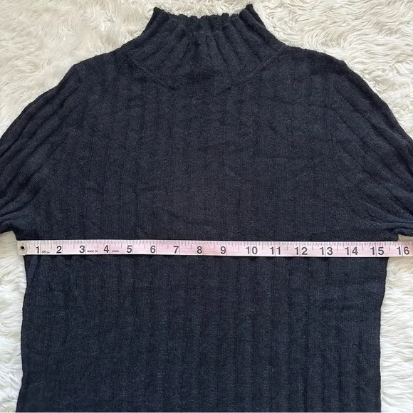 Madewell Sweater Alpaca-Blend Mockneck Sheer Ribbed Long Sleeve Black S NWT New