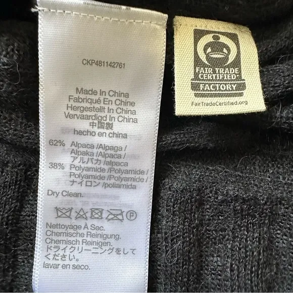 Madewell Sweater Alpaca-Blend Mockneck Sheer Ribbed Long Sleeve Black S NWT New