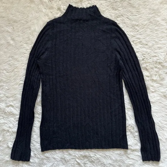 Madewell Sweater Alpaca-Blend Mockneck Sheer Ribbed Long Sleeve Black S NWT New