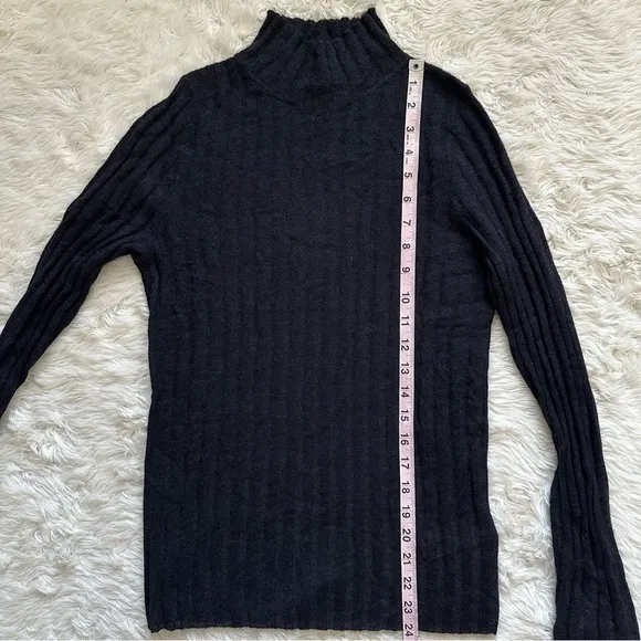 Madewell Sweater Alpaca-Blend Mockneck Sheer Ribbed Long Sleeve Black S NWT New