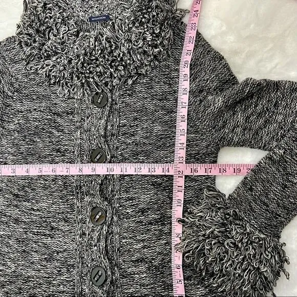 Magaschoni Marled Wool Sweater Cardigan Fringe Size Small