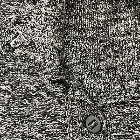 Magaschoni Marled Wool Sweater Cardigan Fringe Size Small