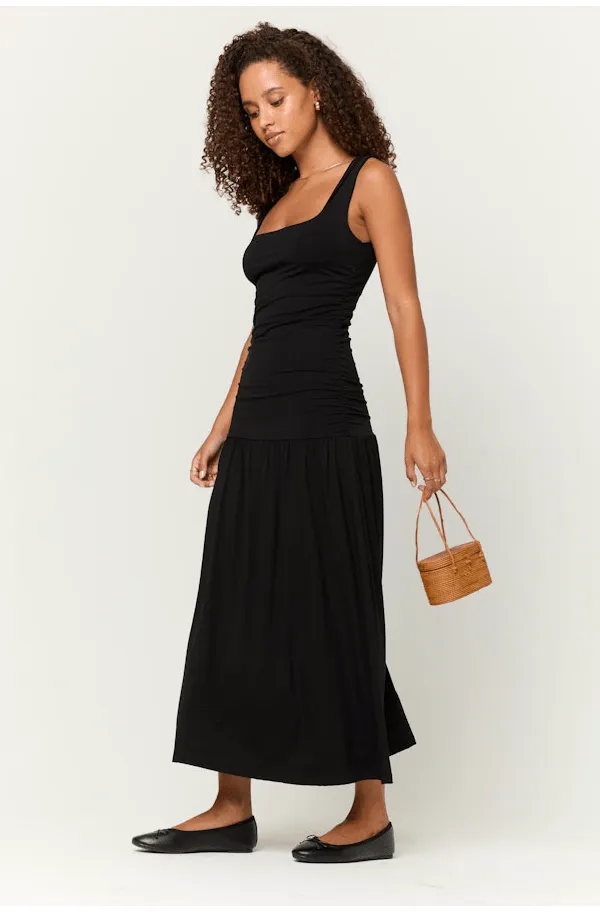 Malena Drop Waist Midi Tank Dress by Project Social T | Black
