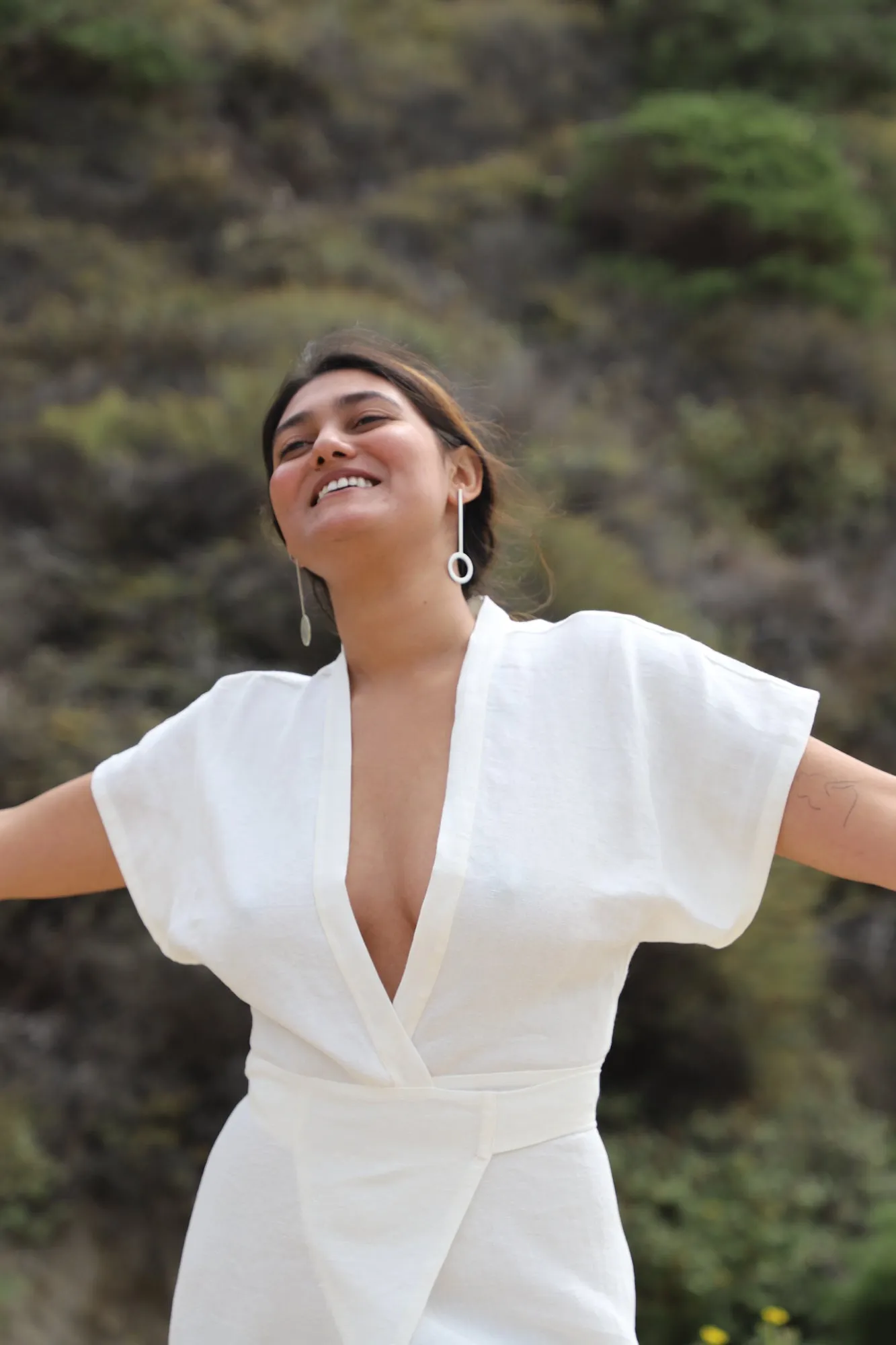 Maria Linen Dress in Paloma White