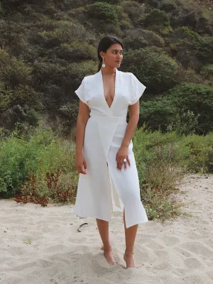 Maria Linen Dress in Paloma White