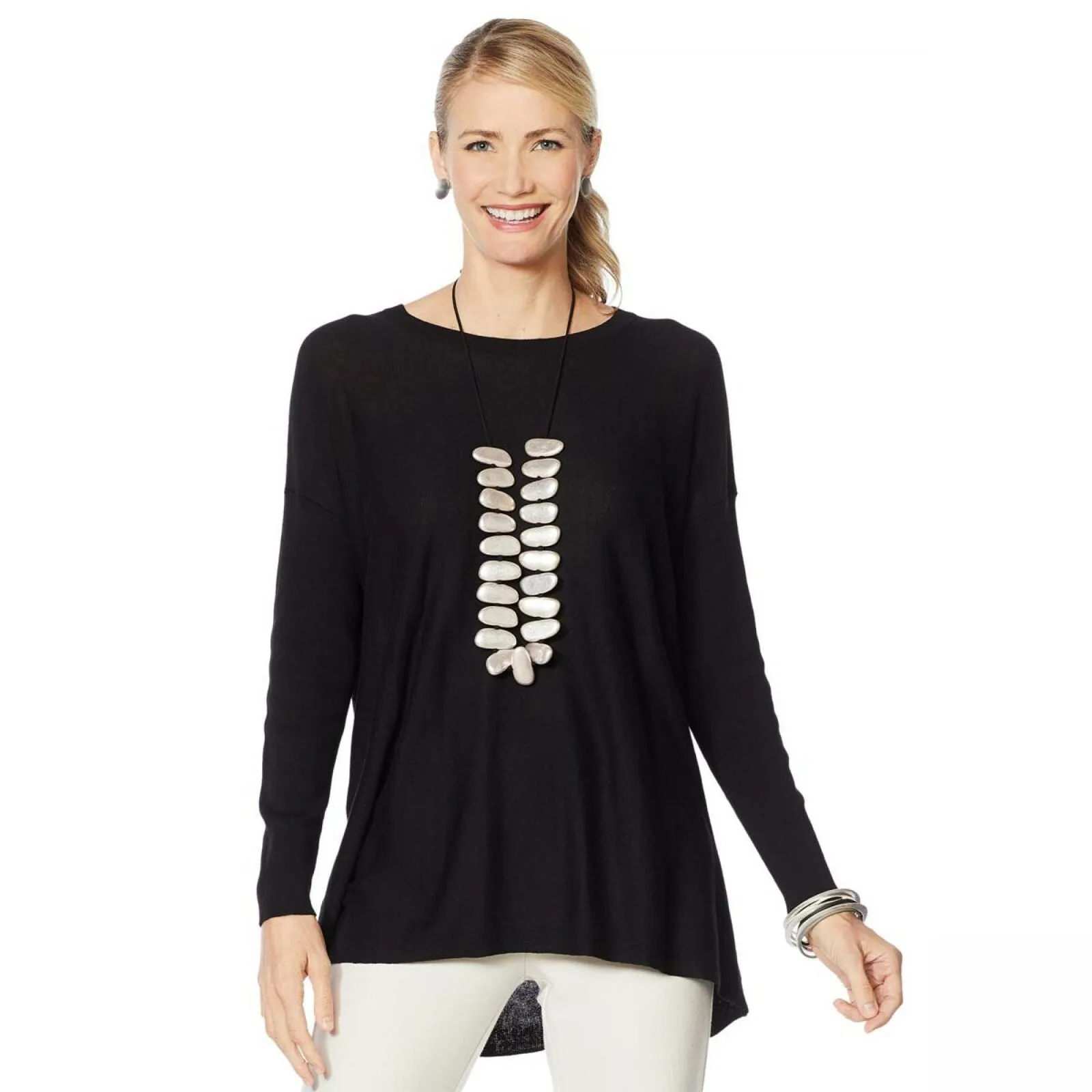 MarlaWynne Women's Plus Size Crescent Hem Sweater