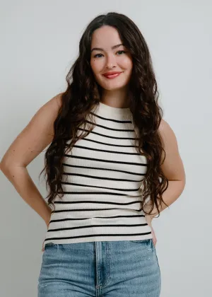 Martie Striped Knit Tank - Cream/Black