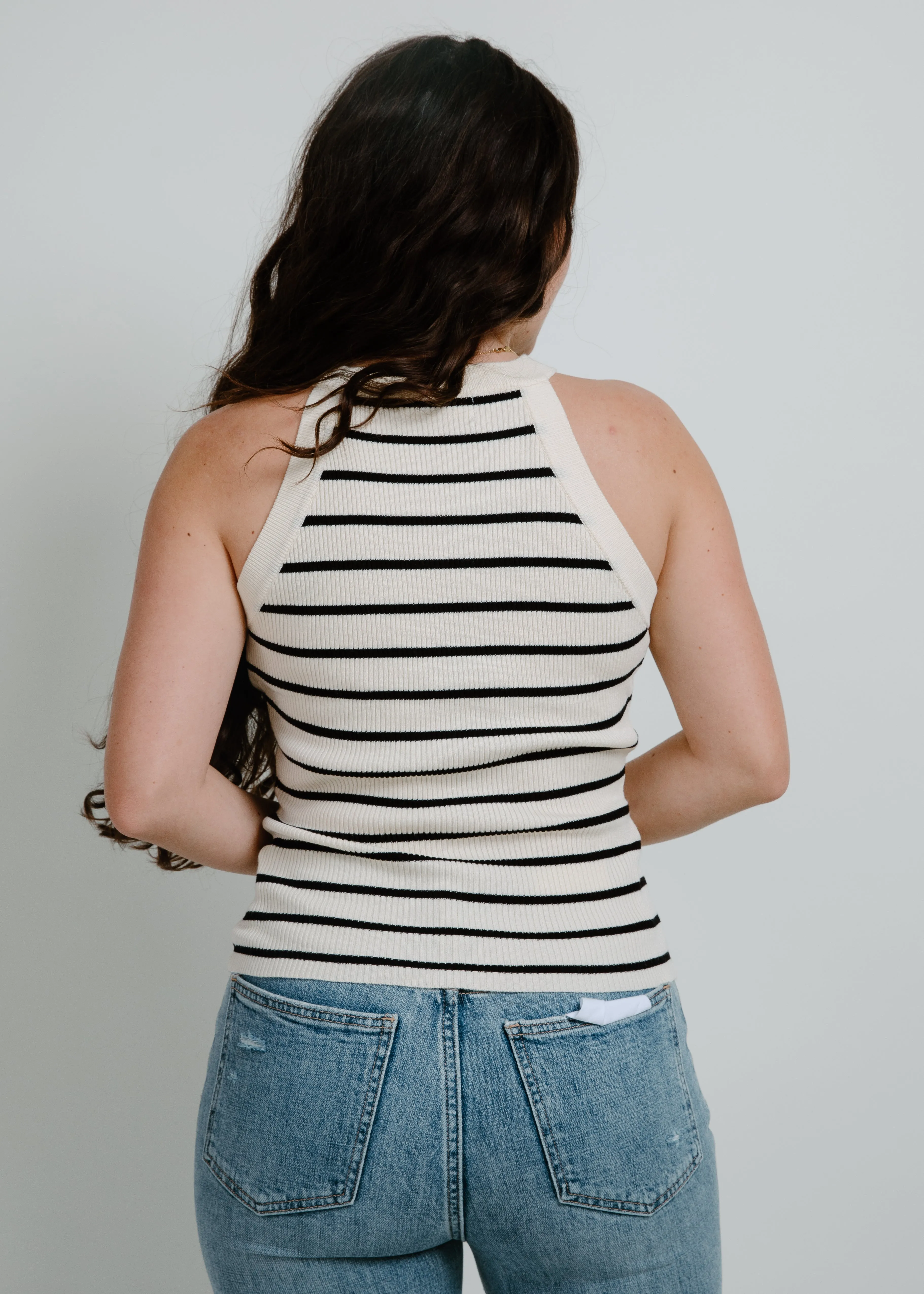 Martie Striped Knit Tank - Cream/Black