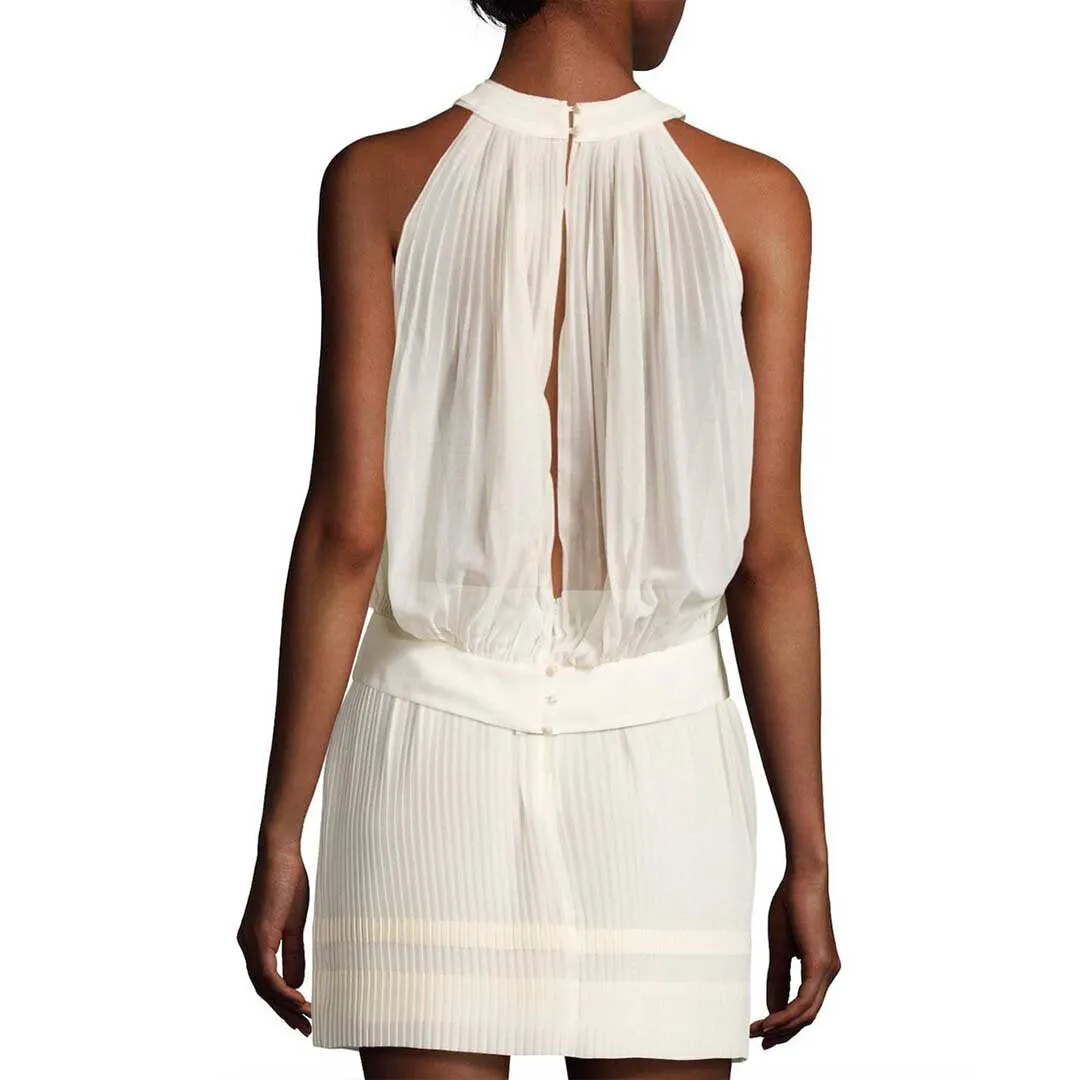Maryam Pleated Sleeveless Top - Egret