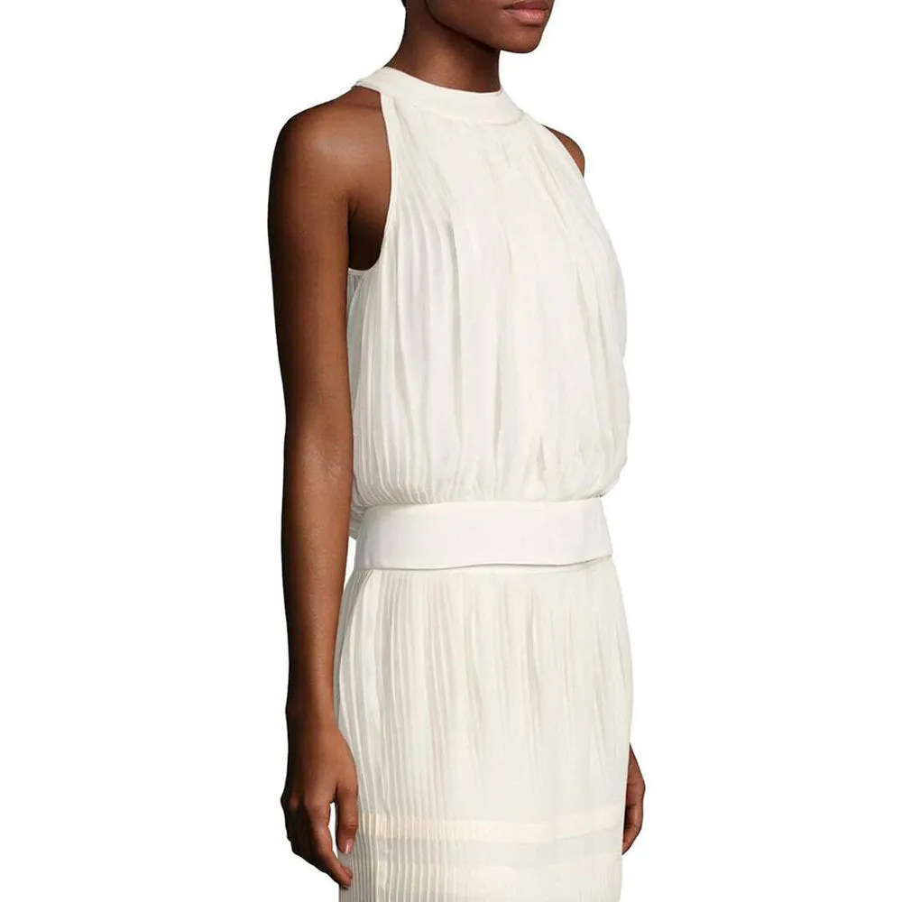 Maryam Pleated Sleeveless Top - Egret