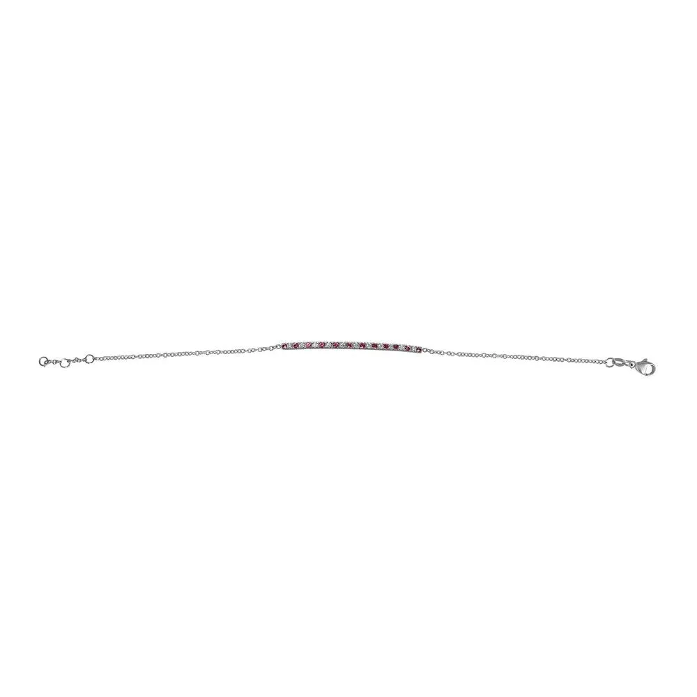 Matthia's & Claire Arc Bracelet with White Diamonds and Pink Sapphires