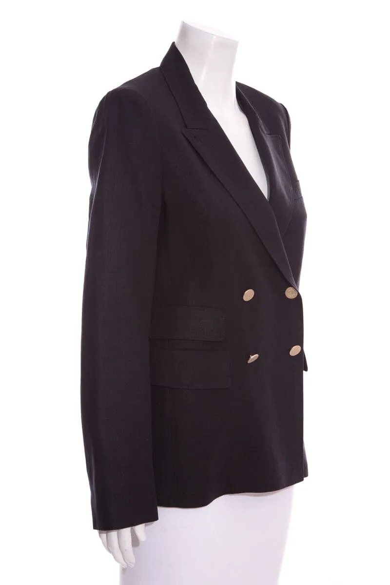Max Mara Black Linen Double Breasted Blazer SZ N/A