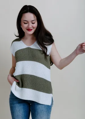 Maya Stripe Knit Tank - Olive