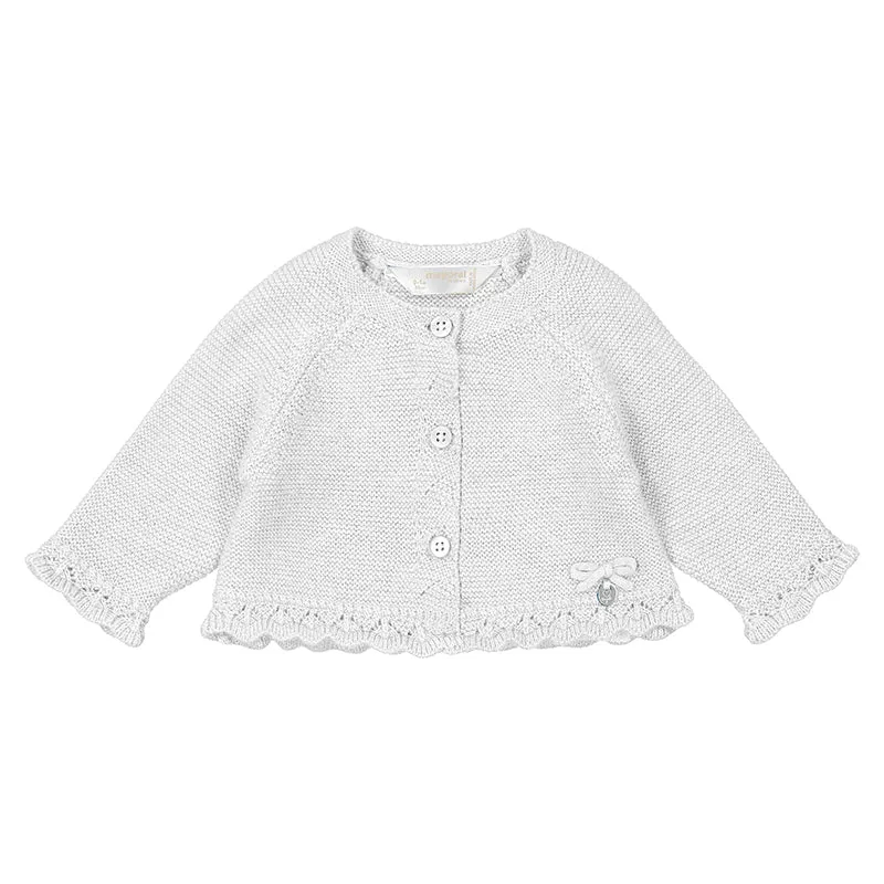 Mayoral Baby Girls Long Sleeve Knit Cardigan - Natural