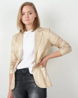 metallic one button blazer - golden sand