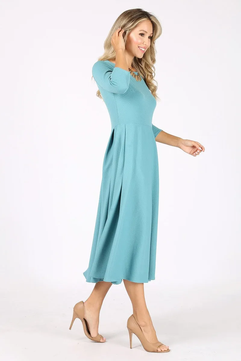 Midi Dress Round Neckline