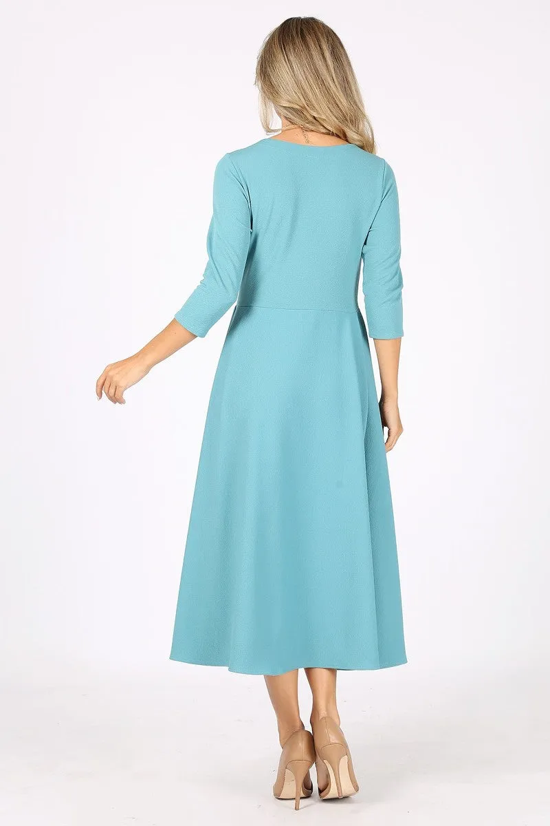Midi Dress Round Neckline